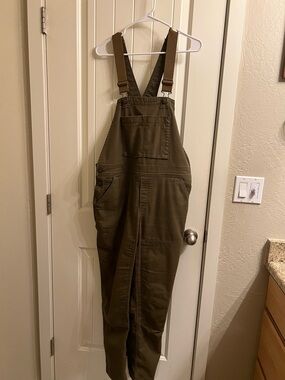 REI Olive Green Utility Overalls — size 12
